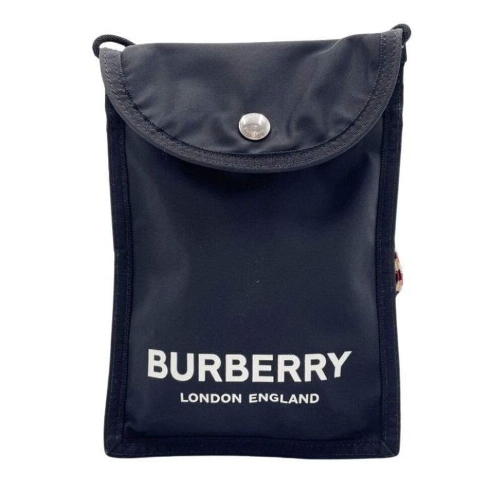 BURBERRY Shoulder Bag, Printed, Sacoche, Black Nylon, Men's & Women's, Phone Bag